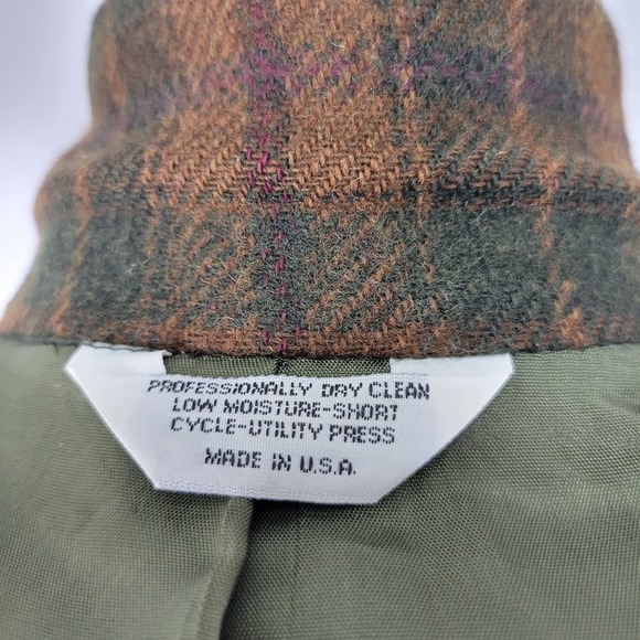 VTG J.Riggings Men's Tweed Flannel Sport Coat Blazer Two Button Plaid Wool 40R - Picture 15 of 16